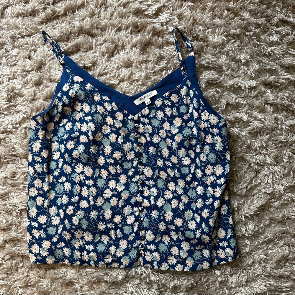 Madewell Blue Floral Tank Size 4 Lightweight Summer